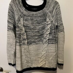 Maurices Black and Gray Crew Neck Sweater with Cable Knit Design
